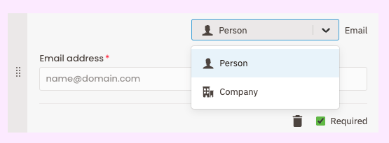 Nutshell contact form example adding email address field screenshot
