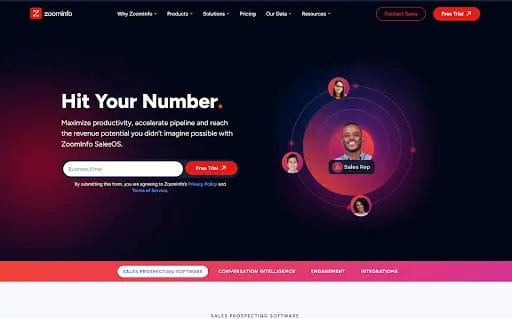 Screenshot of ZoomInfo SalesOS website visitor tracking software
