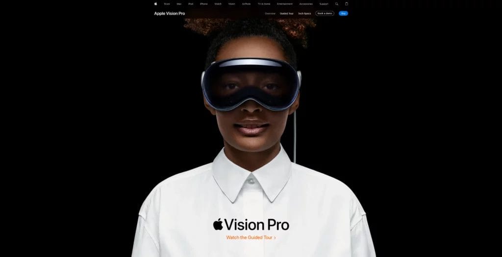Apple Vision Pro landing page example
