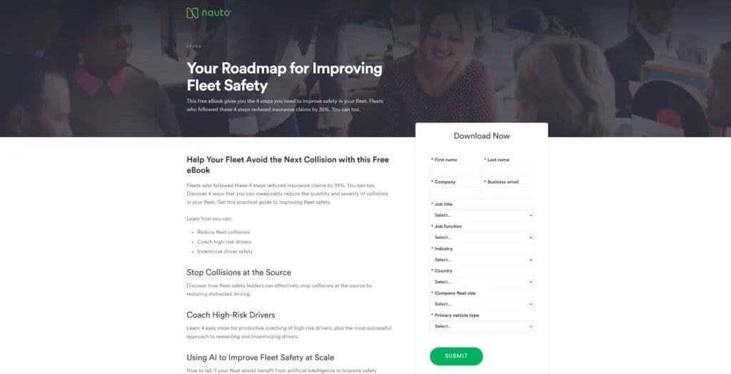 Nauto landing page example
