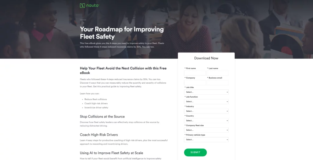 Nauto landing page example