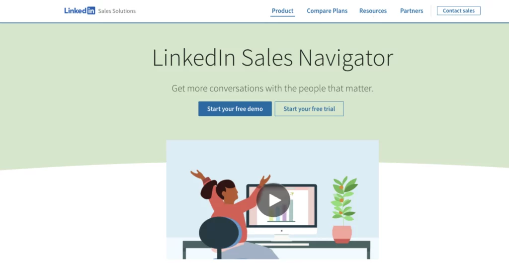 LinkedIn Sales Navigator lead generation homepage