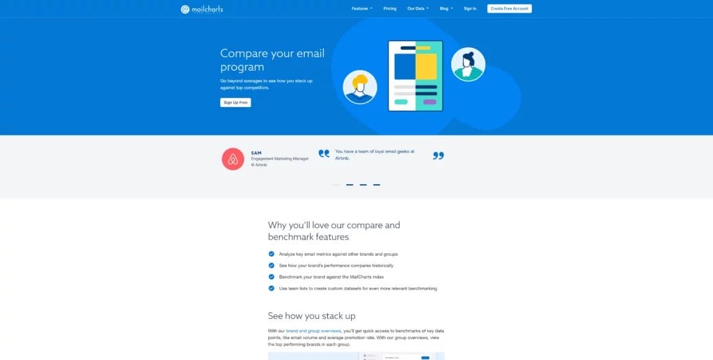 MailCharts competitor monitoring tool website screenshot