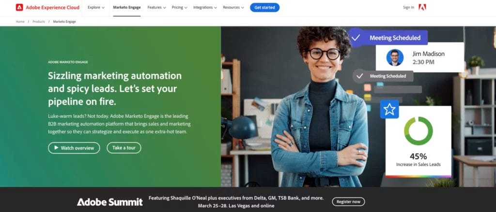 Marketo lead generation homepage