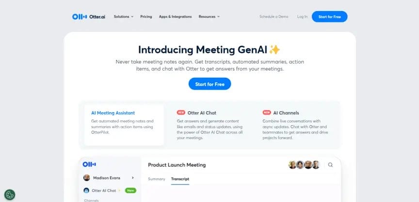 Screenshot of Otter, one of the best transcription apps