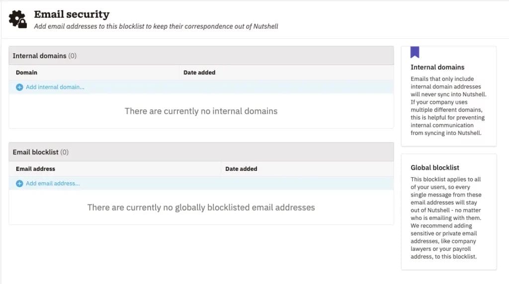 Nutshell's email security page