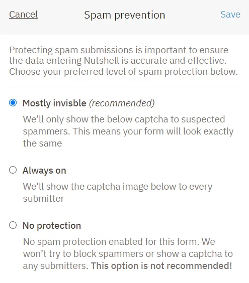 Spam protection submission form.