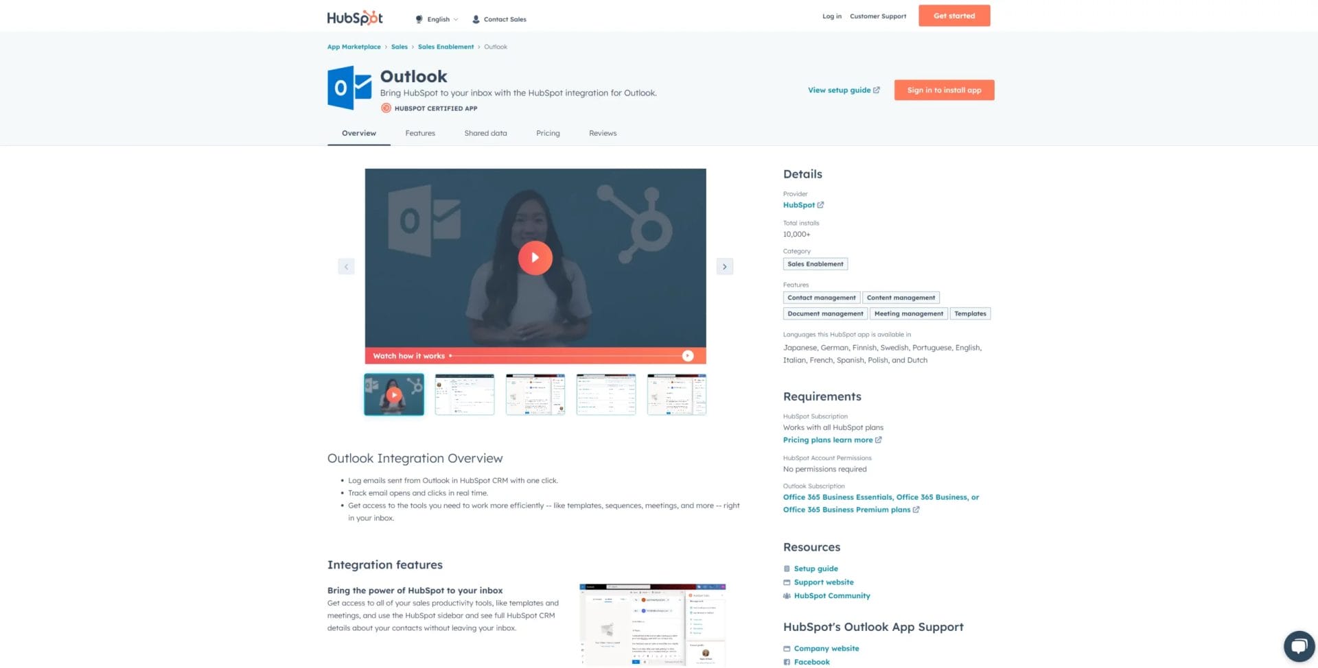 HubSpot CRM Outlook integration