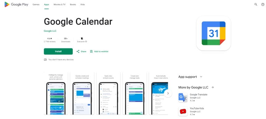 Google Kalender mötesplanering webbplats