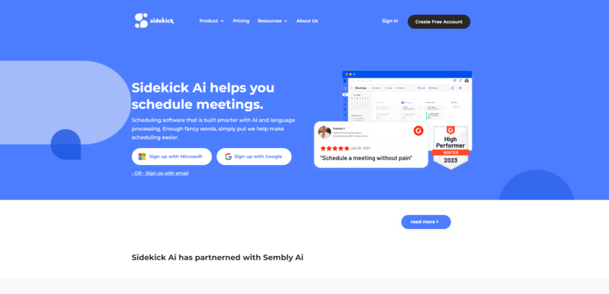 Sidekick meeting scheduler website