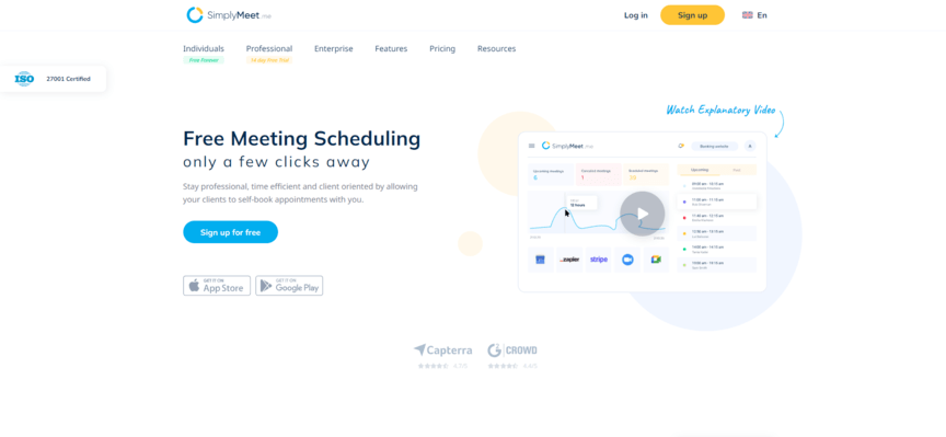 SimplyMeet meeting scheduler website