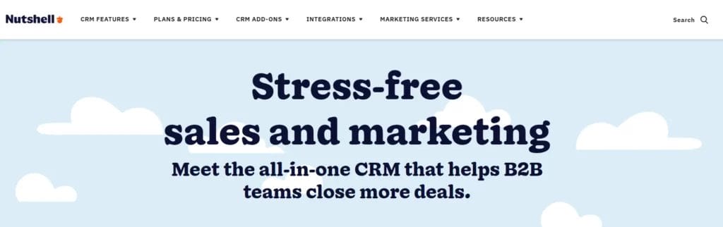 Homepage for Nutshell SMB software