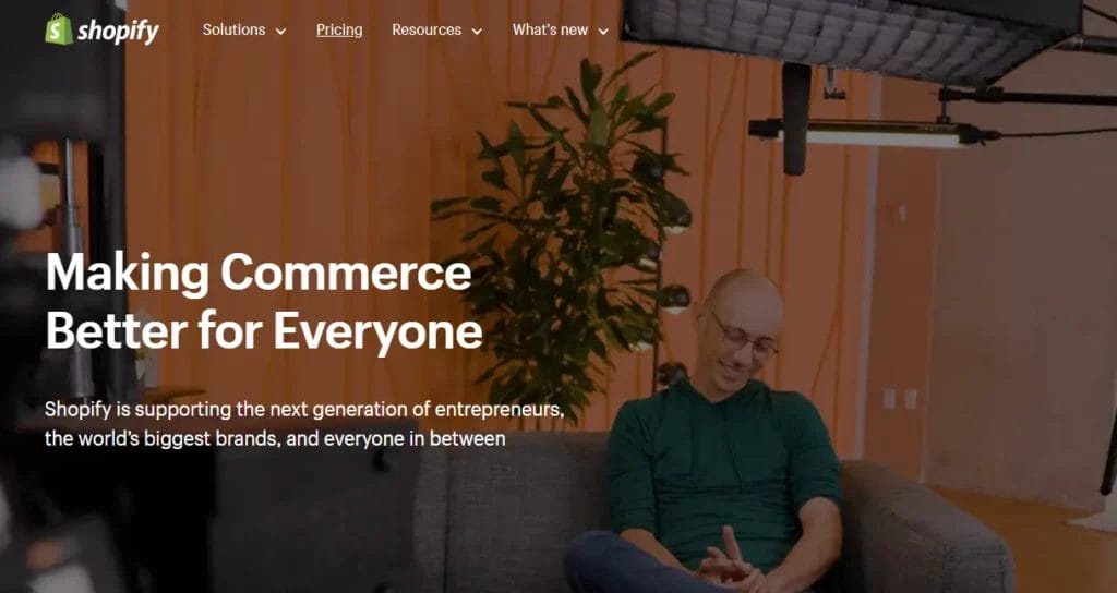 Homepage for Shopify SMB software