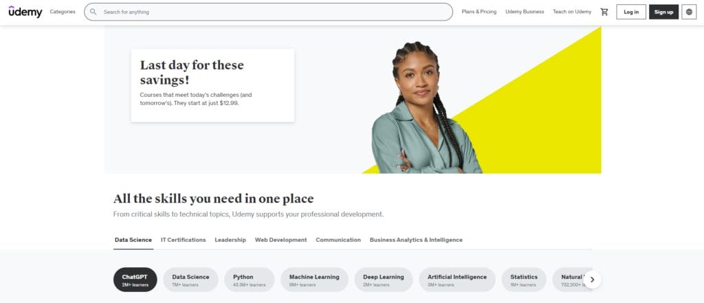 Homepage for Udemy SMB software