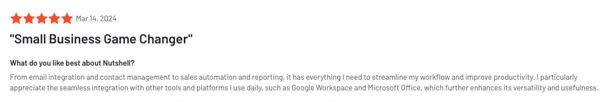 positive review of Nutshell