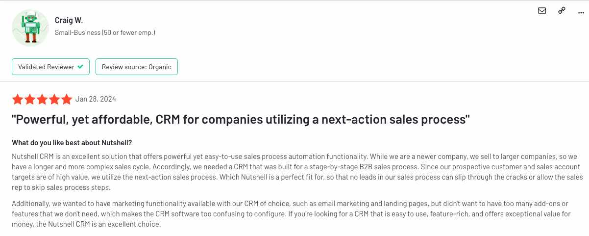 Nutshell G2 review from Craig W