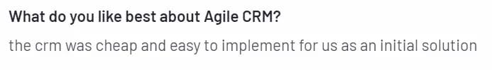positive review of Agile CRM