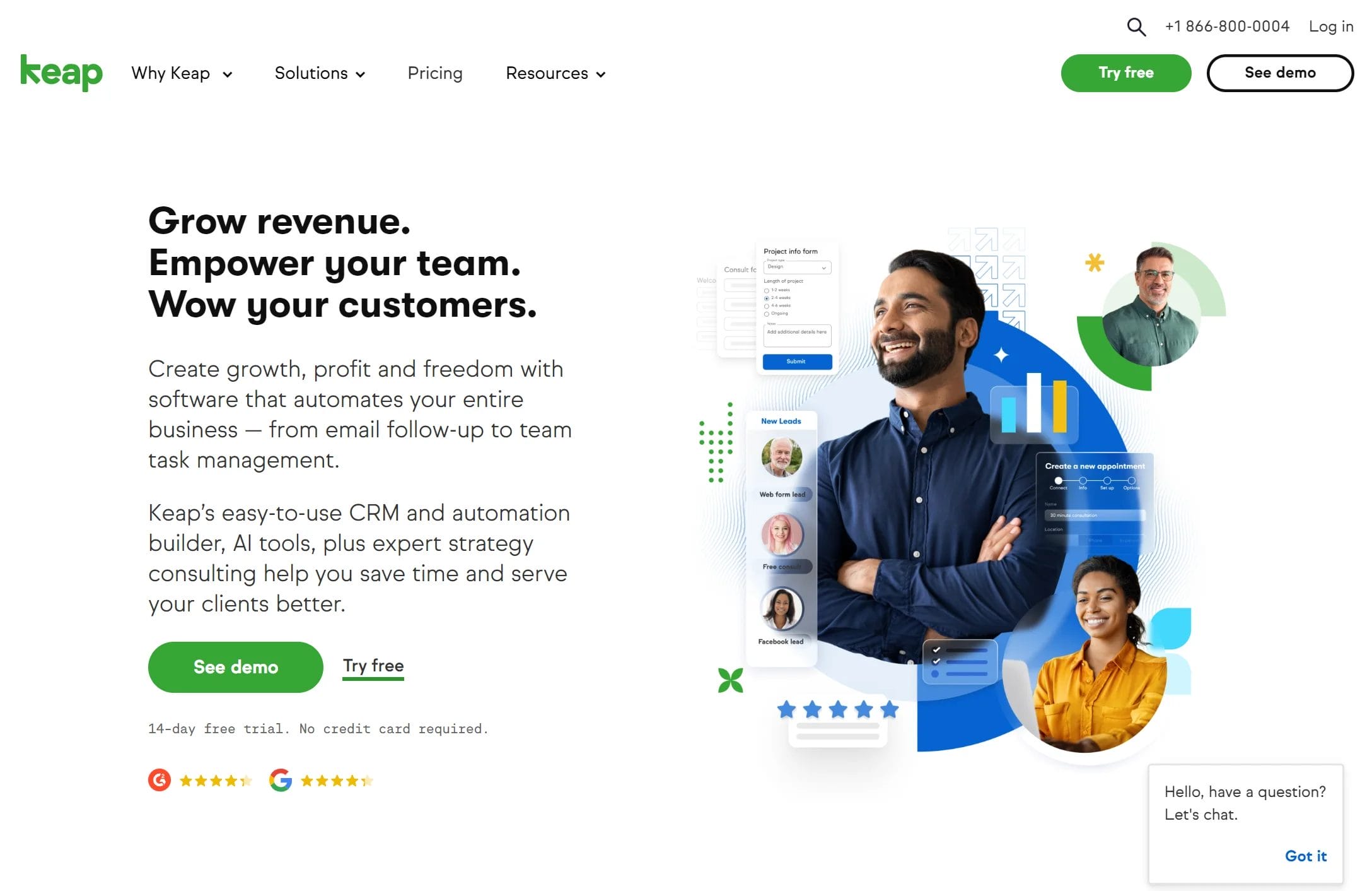 Home page for Keap CRM