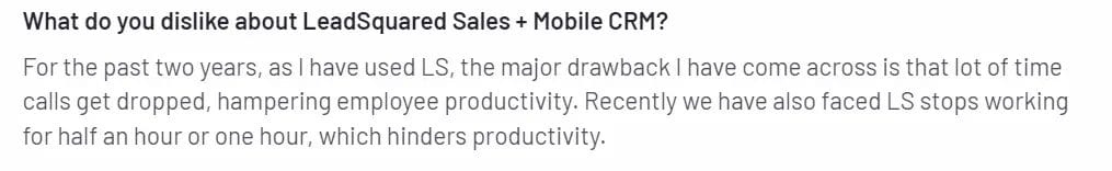 Negative review of LeadSquared