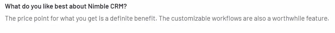 positive review of Nimble CRM