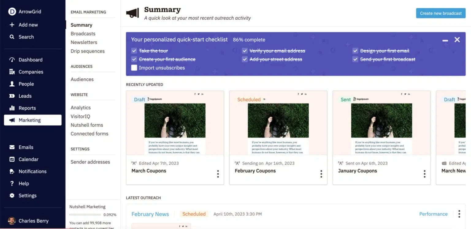 nutshell campañas plantillas de email marketing