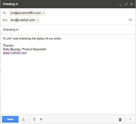 using nutshell crm’s bcc feature to track emails