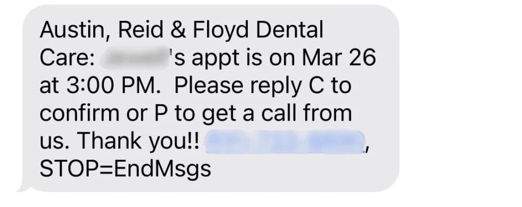 SMS appointment reminder