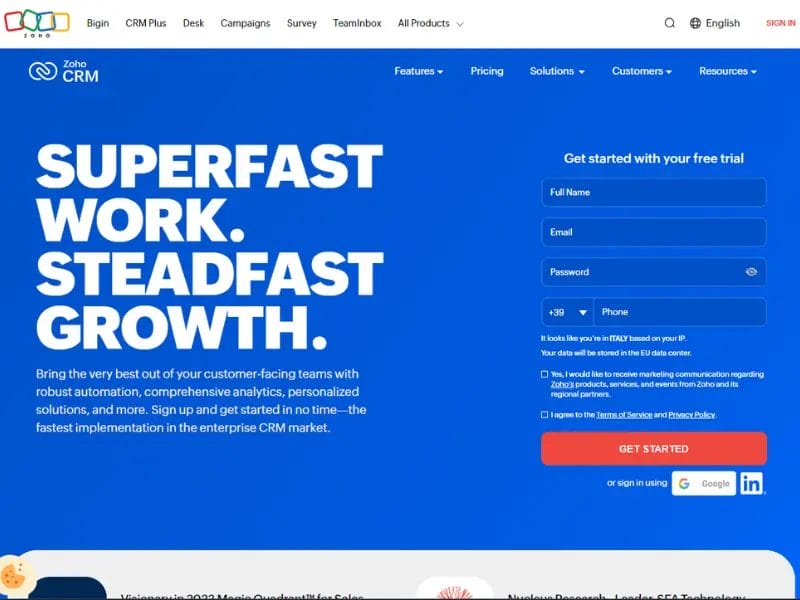 zoho crm free version