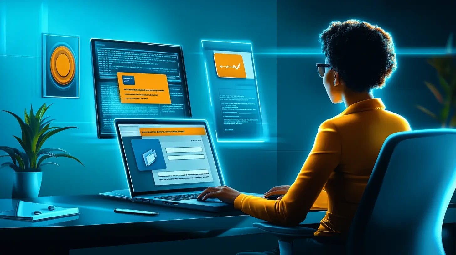 a person sitting at a desk with their laptop and looking at an opt-in sign-up form