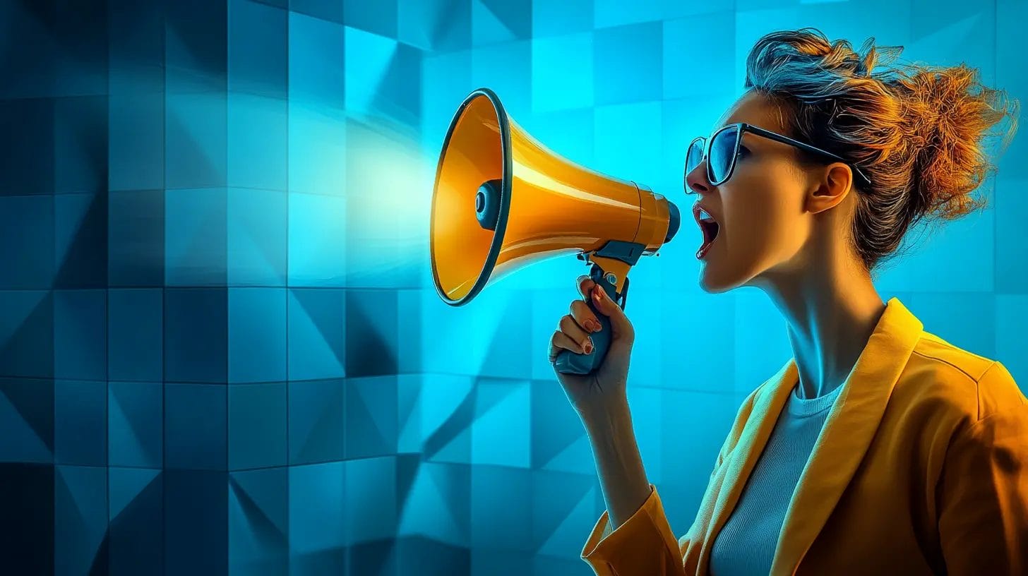 A person shouting through a megaphone