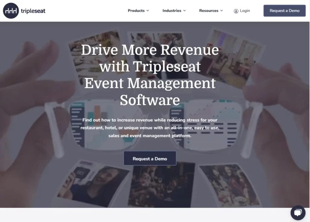 tripleseat event management hospitality software page screenshot