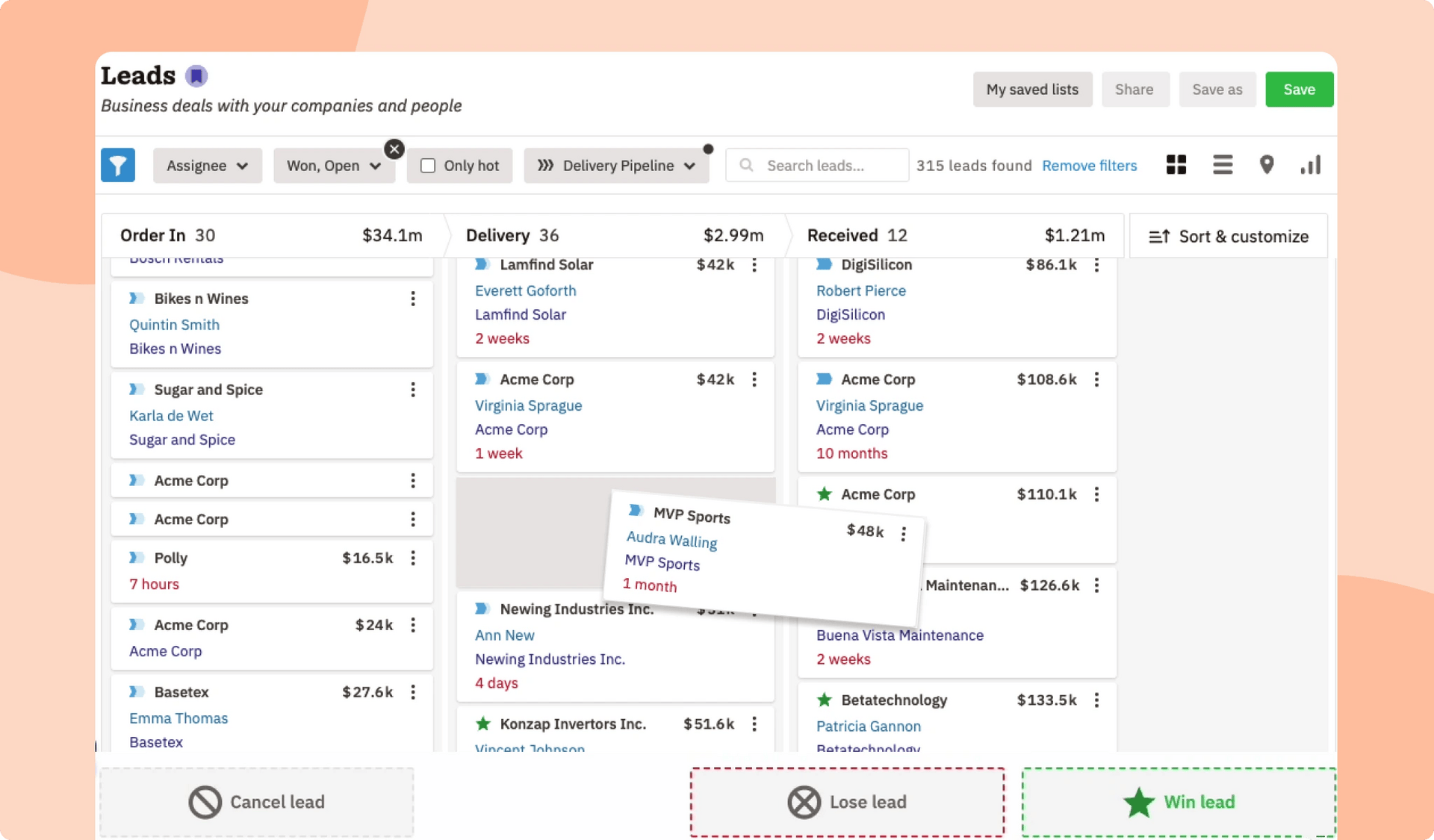 sales pipeline crm agency