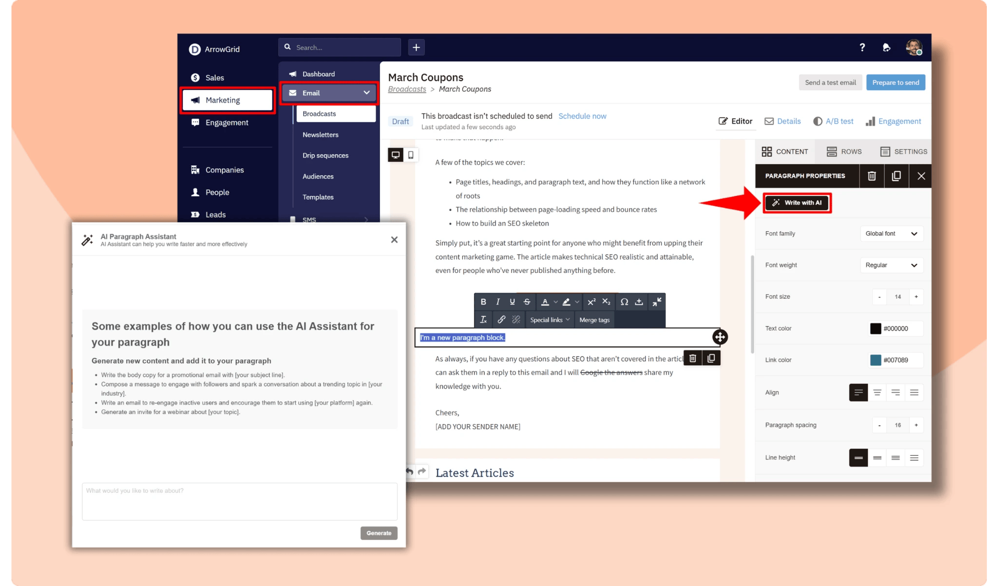 Nutshell Email Marketing AI Writing Assistant