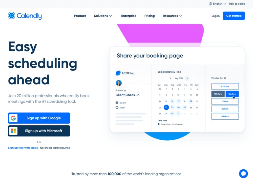 Screenshot of calendly one of the best online calendars