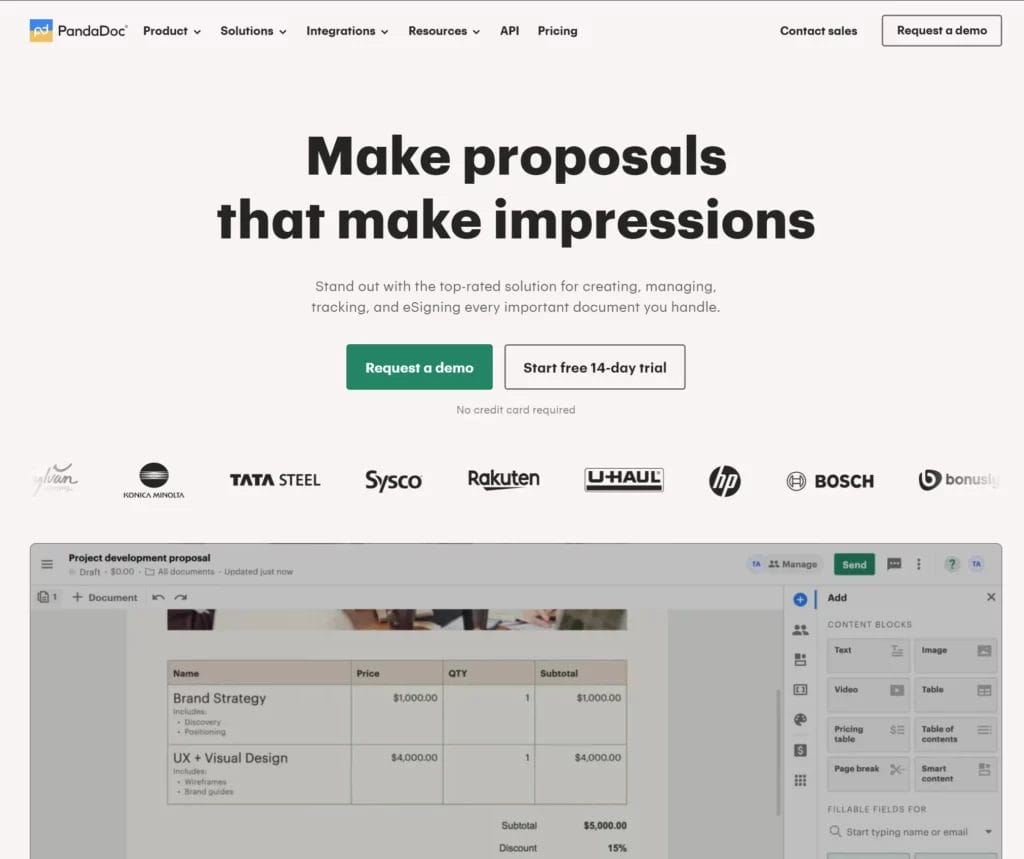 PandaDoc proposal software for agencies