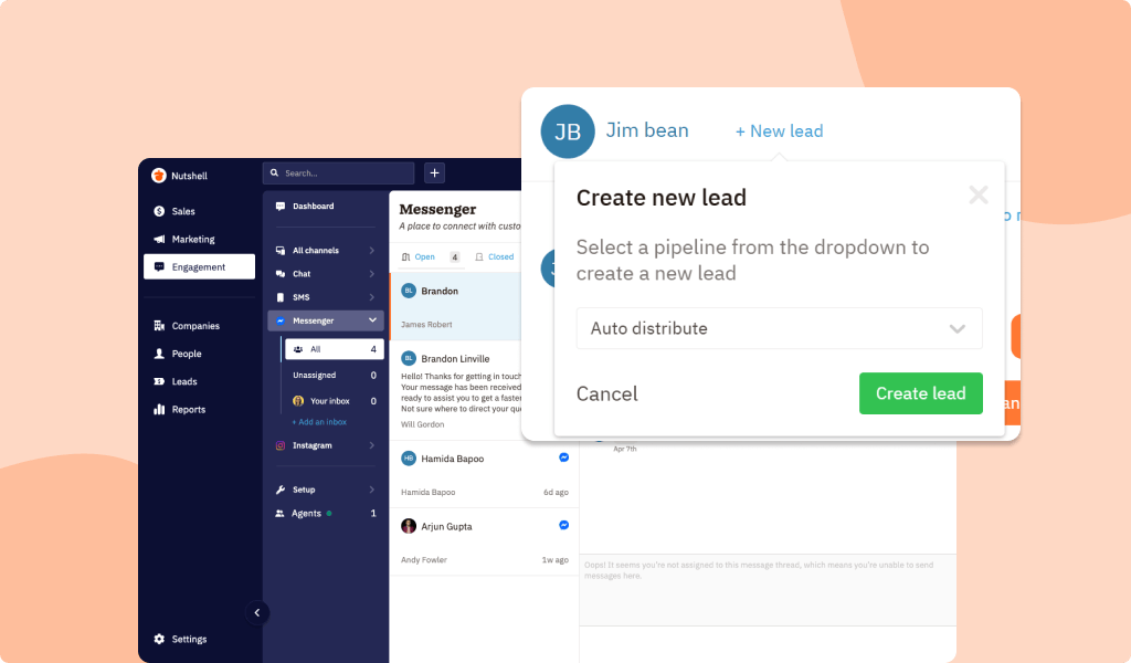 Create new leads from Facebook and Instagram messages