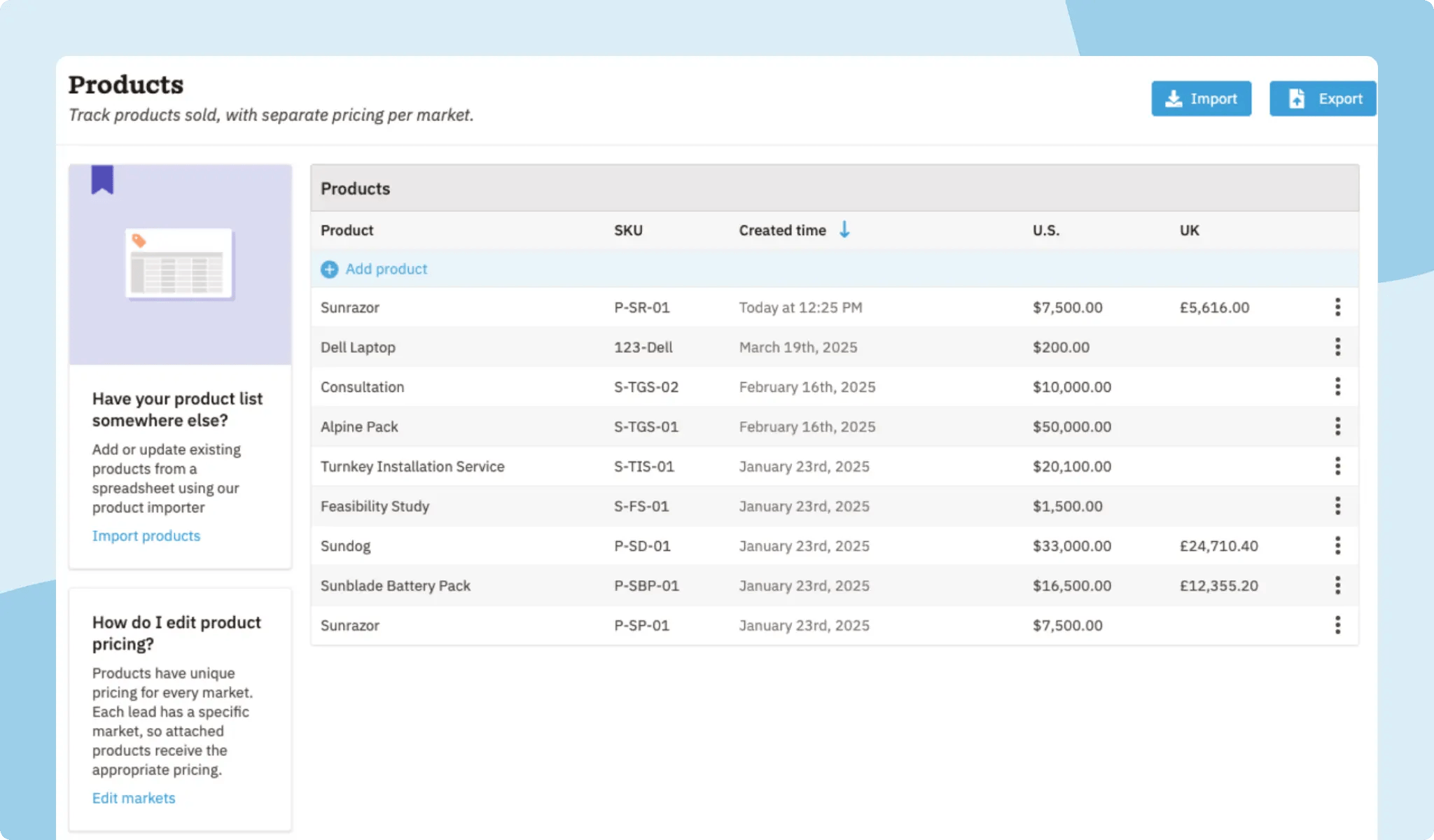 Product Importer - Nutshell Product Management Interface