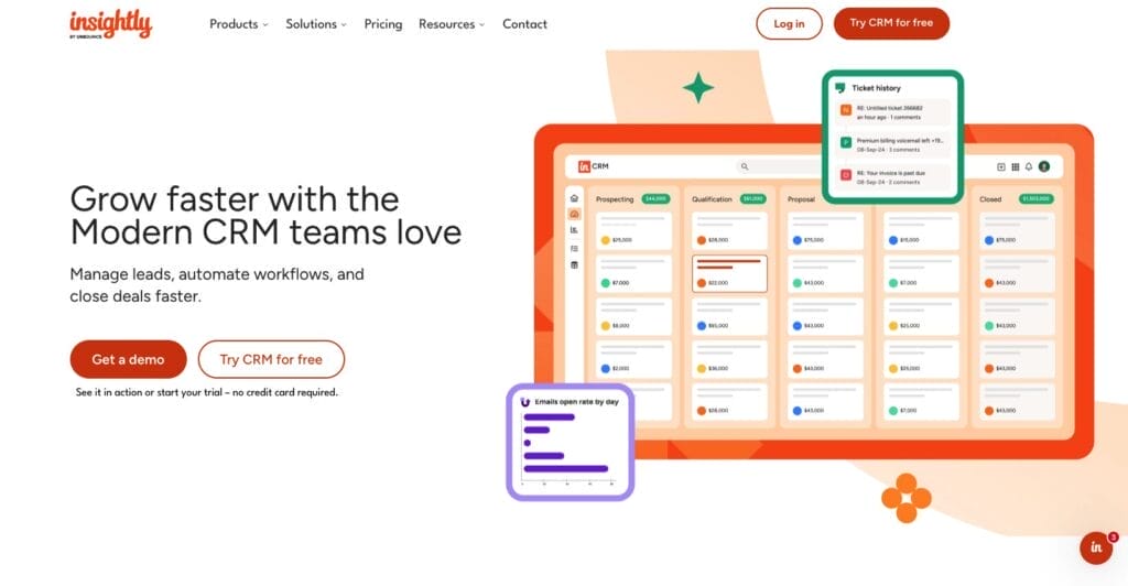 Insightly home screen screenshot