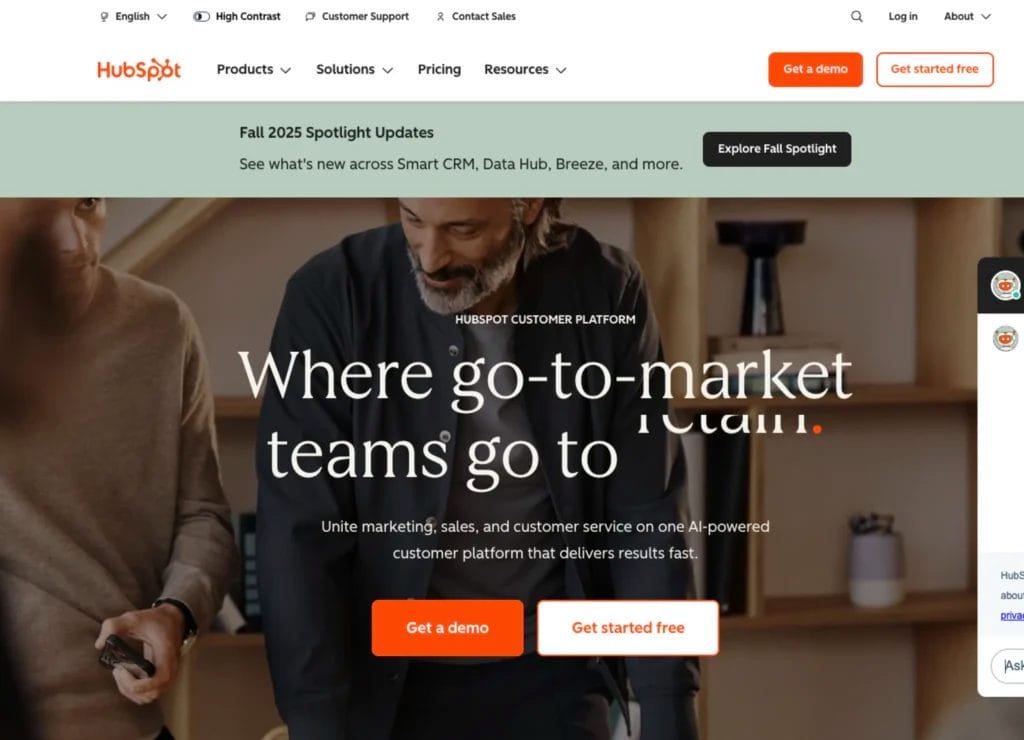 HubSpot homepage