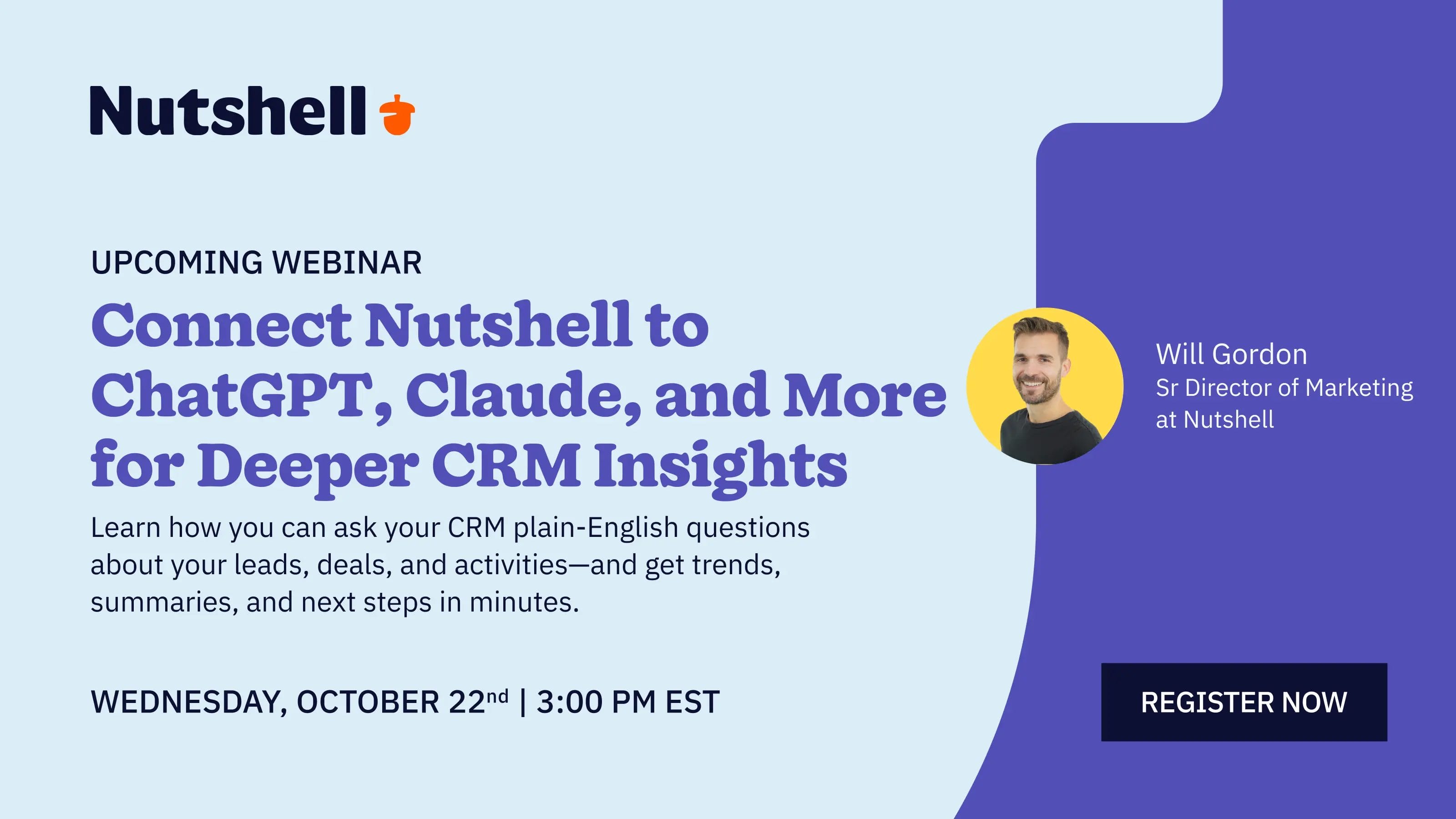 Connect Nutshell to ChatGPT, Claude, and More for Deeper CRM Insights - Webinar Registration Image