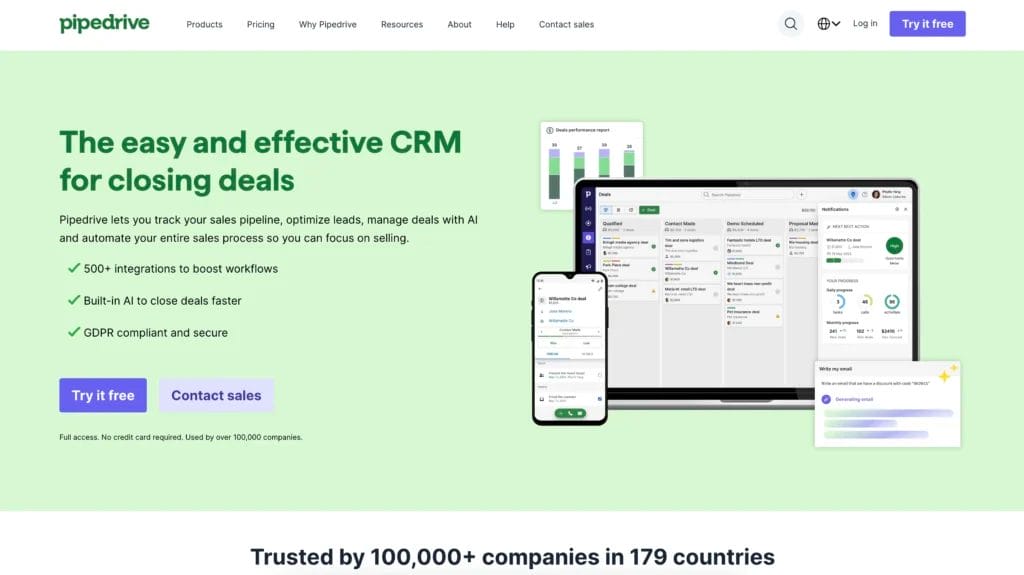 Best CRM for Sales: The homepage for Pipedrive's CRM.