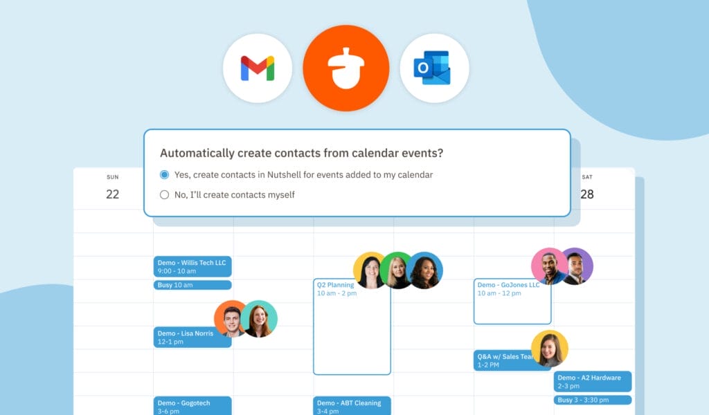 Composite image of controls for creating contacts in Nutshell's calendar sync