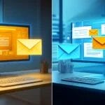 An image depicting a split screen, which visually illustrates the contrast between generic and personalized email marketing.