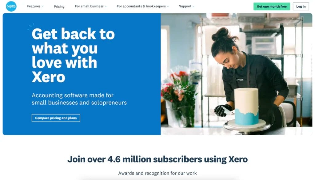 Xero's homepage