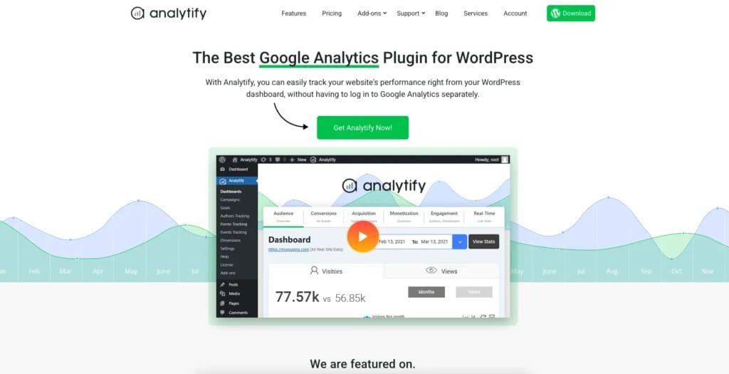 The Analytify website homepage