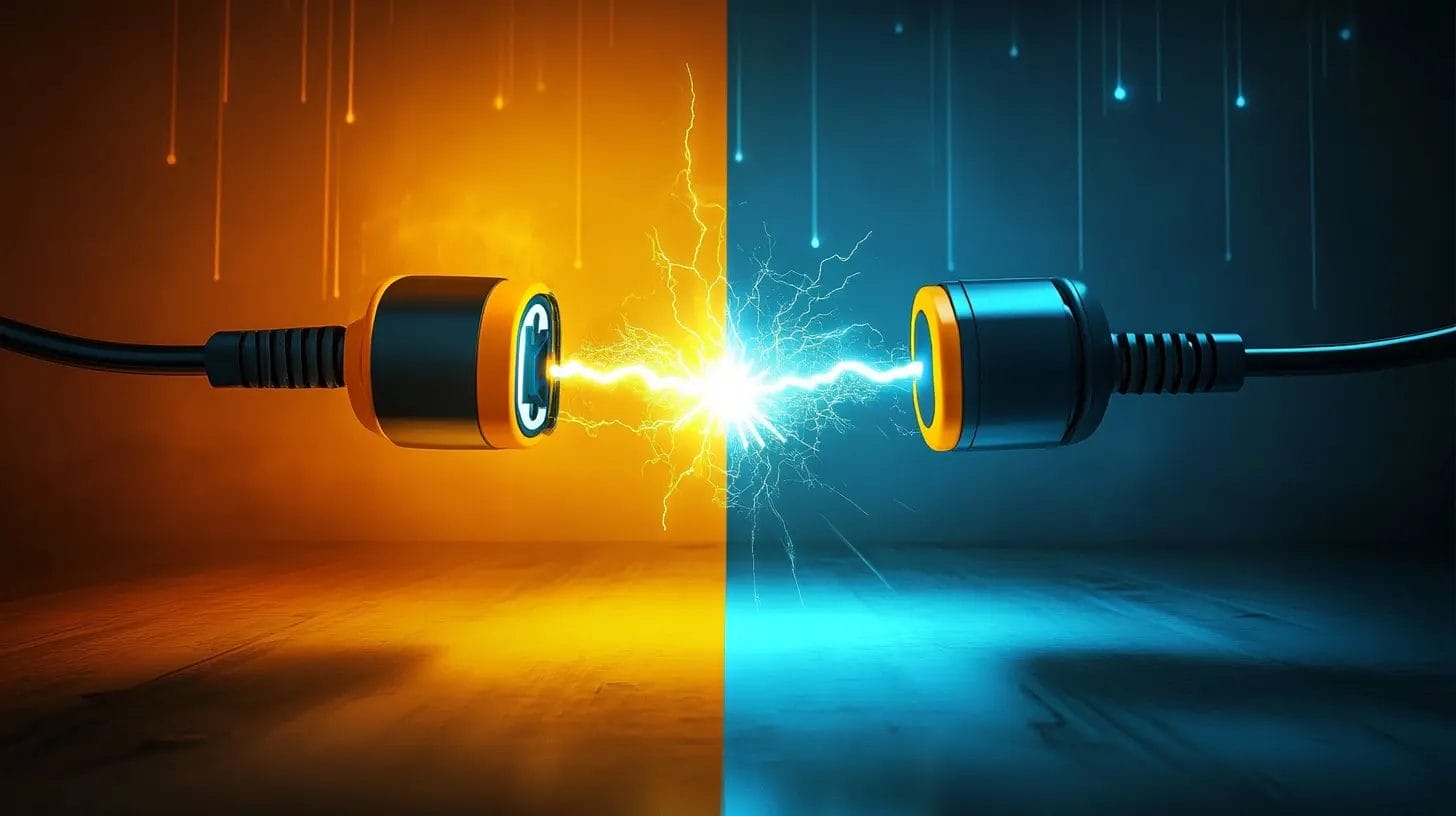 Electrical plug connection illustration representing seamless integration between Google Workspace and CRM software systems.